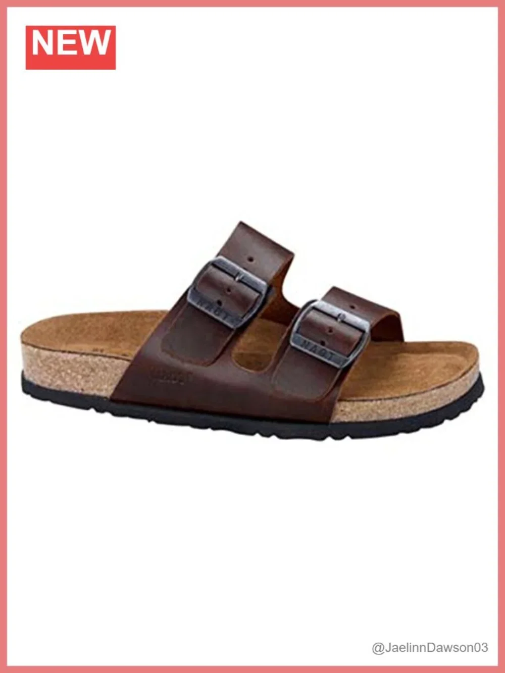 Men's Leather Cork Sandals with Buckle Closures, Cushioned Open Toe